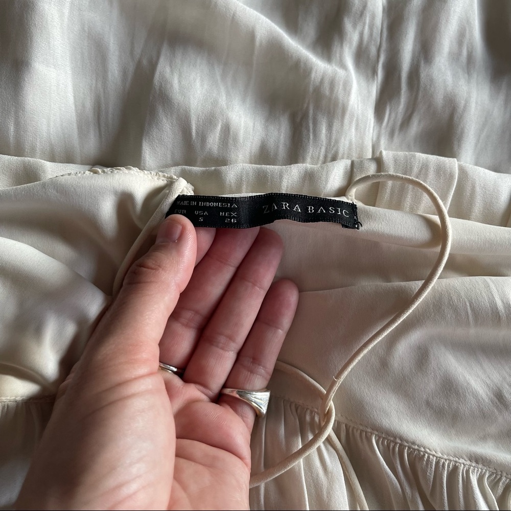 Zara Floaty Cream Cross Strap Dress - Picture 9 of 10
